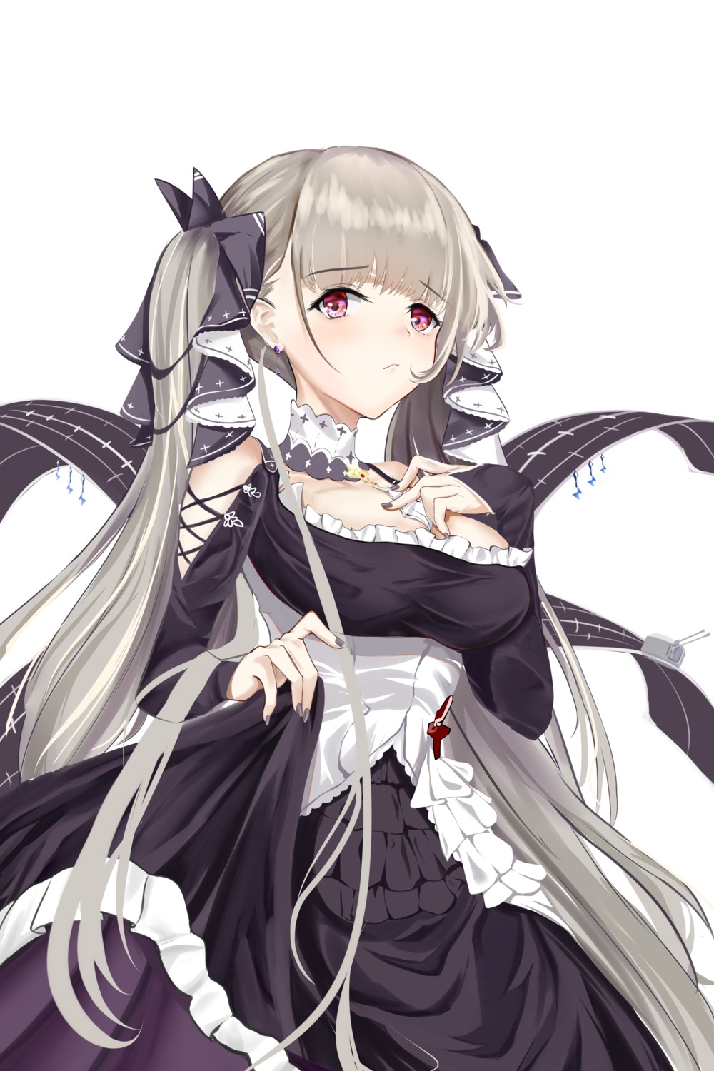 azur_lane cleavage formidable_(azur_lane) gothic_lolita kulayueyue lolita_fashion no_bra skirt_lift