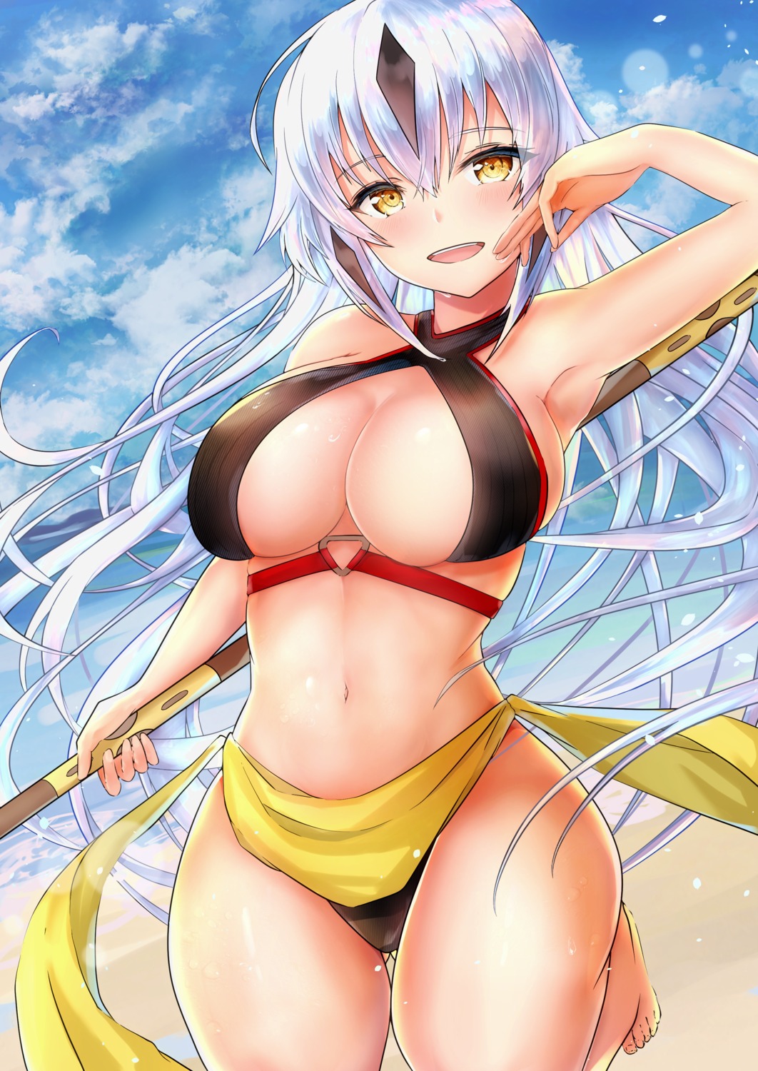 bikini fate/grand_order nagao_kagetora_(fate) nuts_(artist) swimsuits weapon