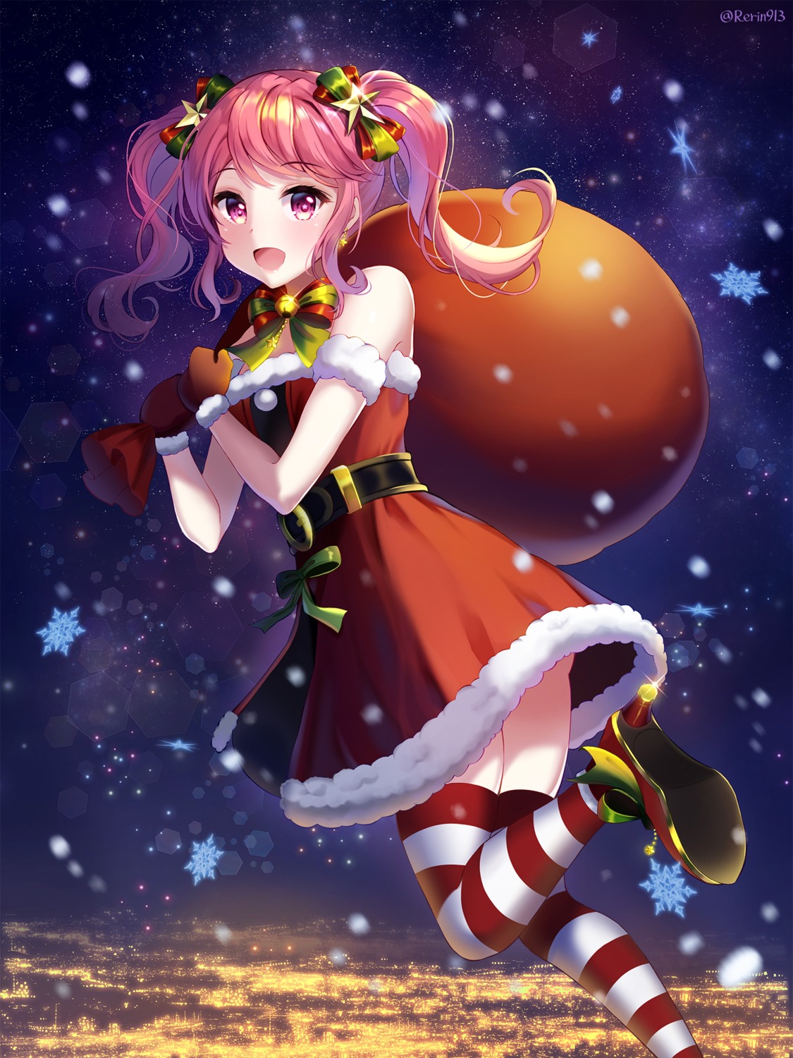 bang_dream! christmas dress heels maruyama_aya rerin thighhighs