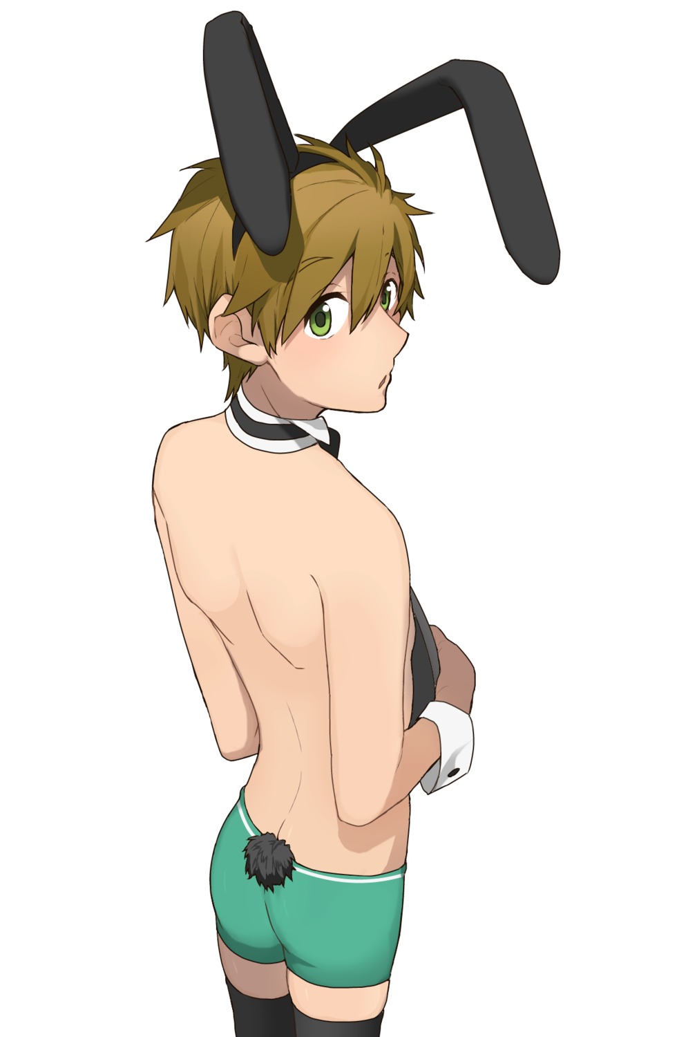 animal_ears bunny_ears free! high_speed! ku_(pixiv_19193156) male swimsuits tachibana_makoto thighhighs