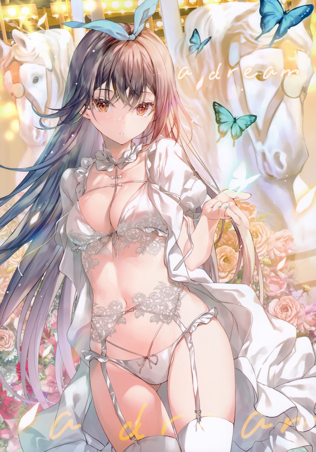 bra garter_belt lingerie miwabe_sakura open_shirt pantsu pion stockings thighhighs