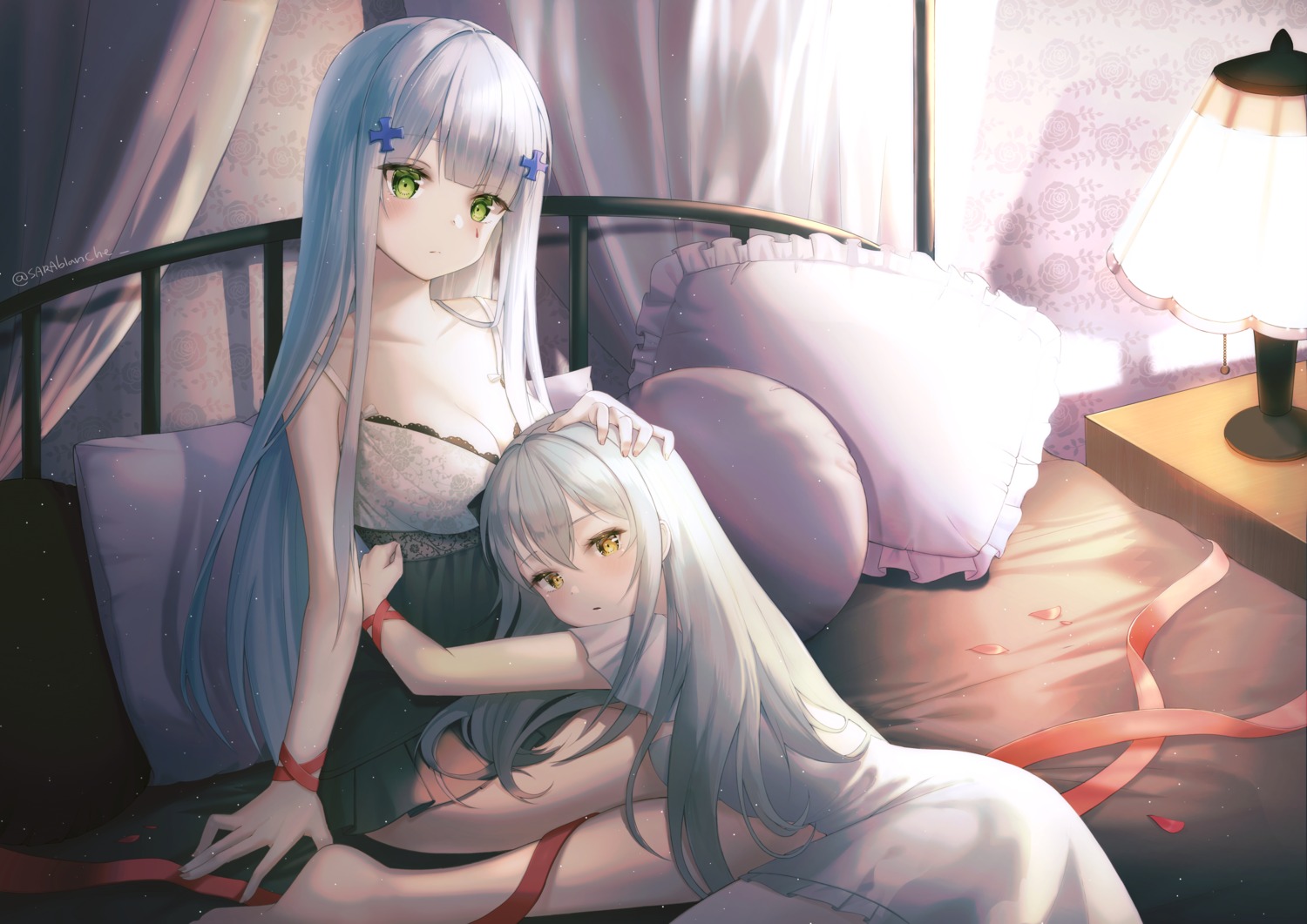 cleavage dress g11_(girls_frontline) girls_frontline hk416_(girls_frontline) lingerie sarablanche yuri