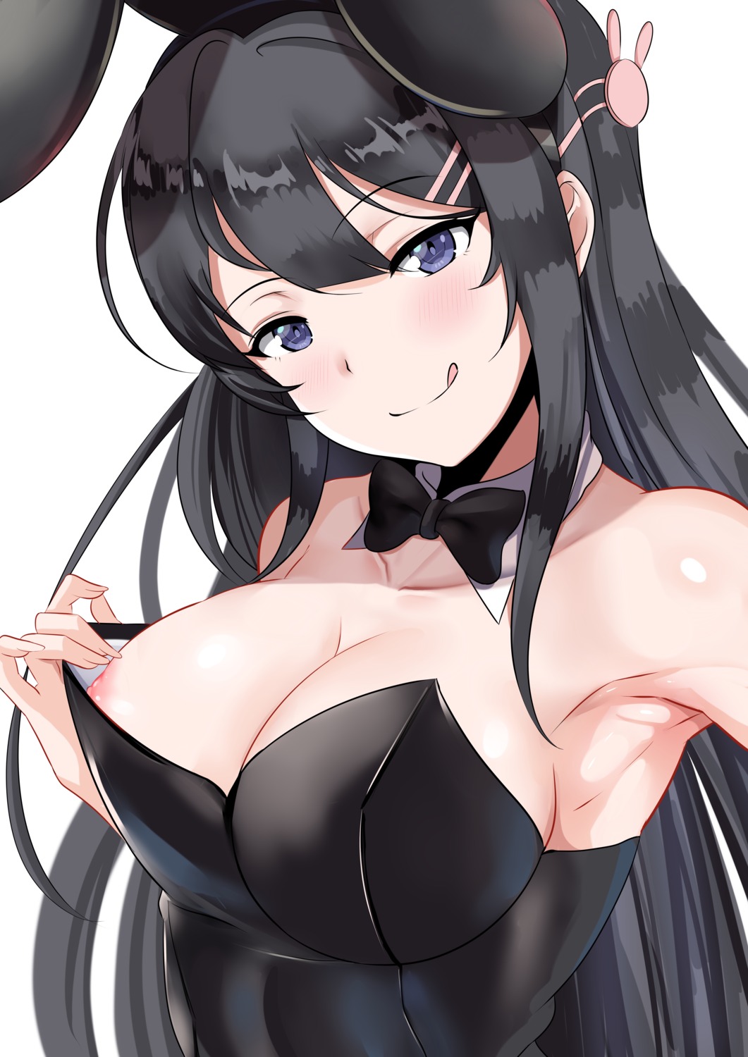 animal_ears breasts bunny_ears bunny_girl nipples no_bra reeze sakurajima_mai seishun_buta_yarou selfie undressing