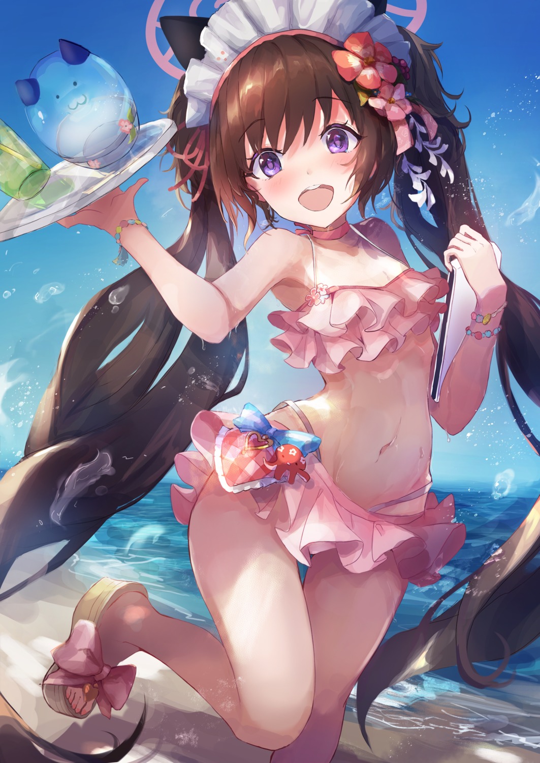 animal_ears bikini blue_archive halo kawawa_shizuko maid nekomimi swimsuits trrcmb waitress