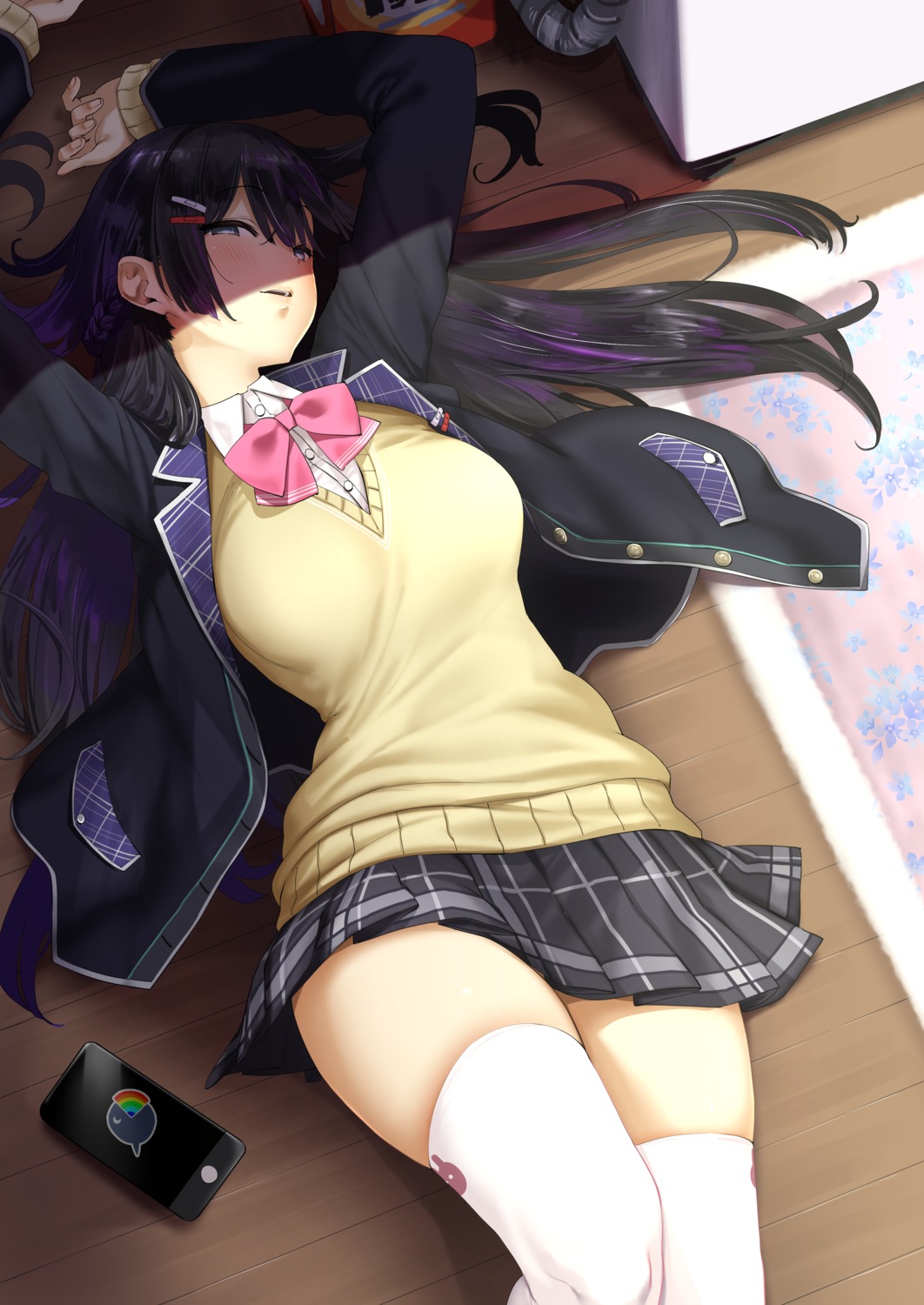 nijisanji pija_(pianiishimo) seifuku sweater thighhighs tsukino_mito