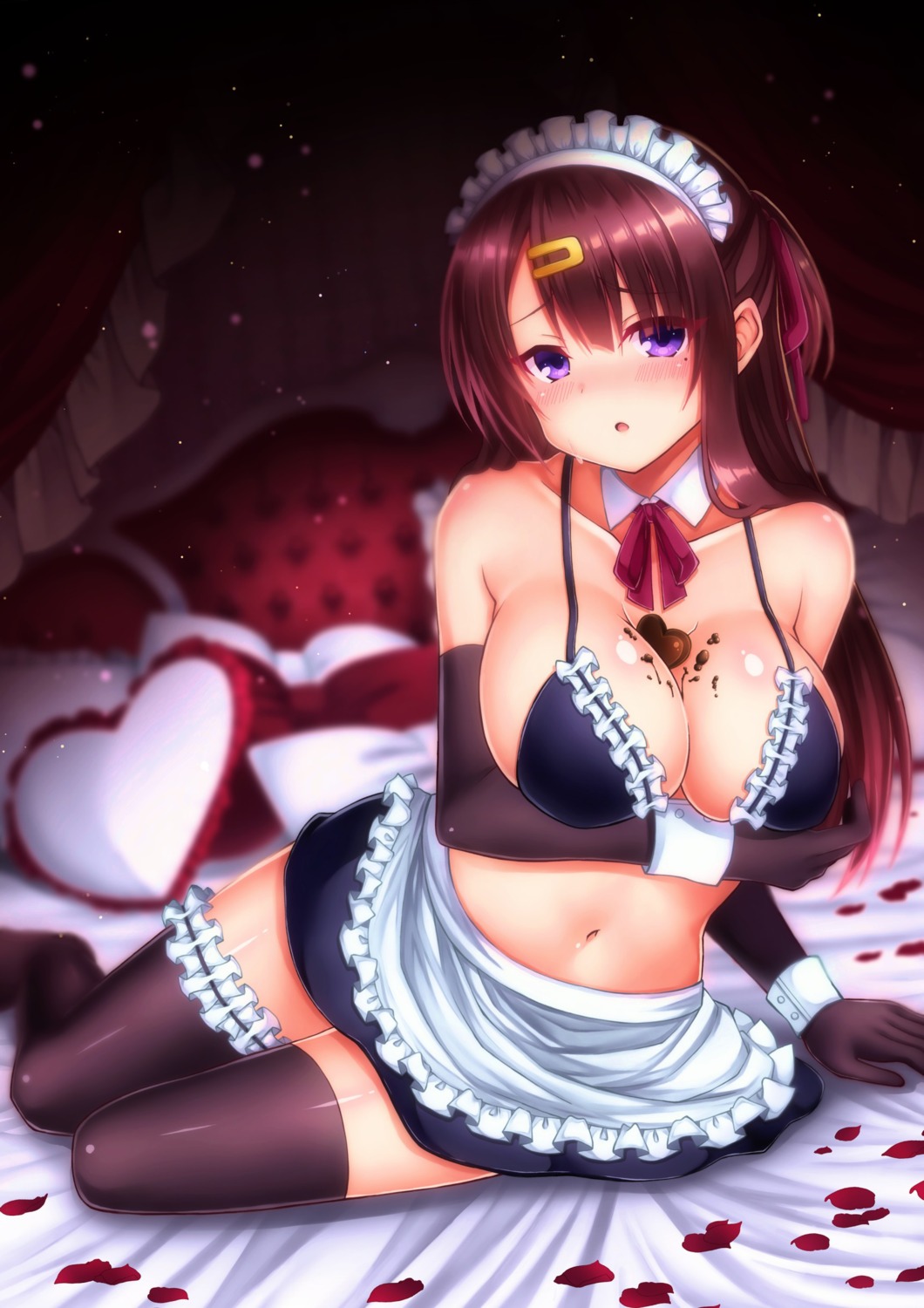 bikini_top breast_hold cream garter lily54911015 maid swimsuits thighhighs valentine