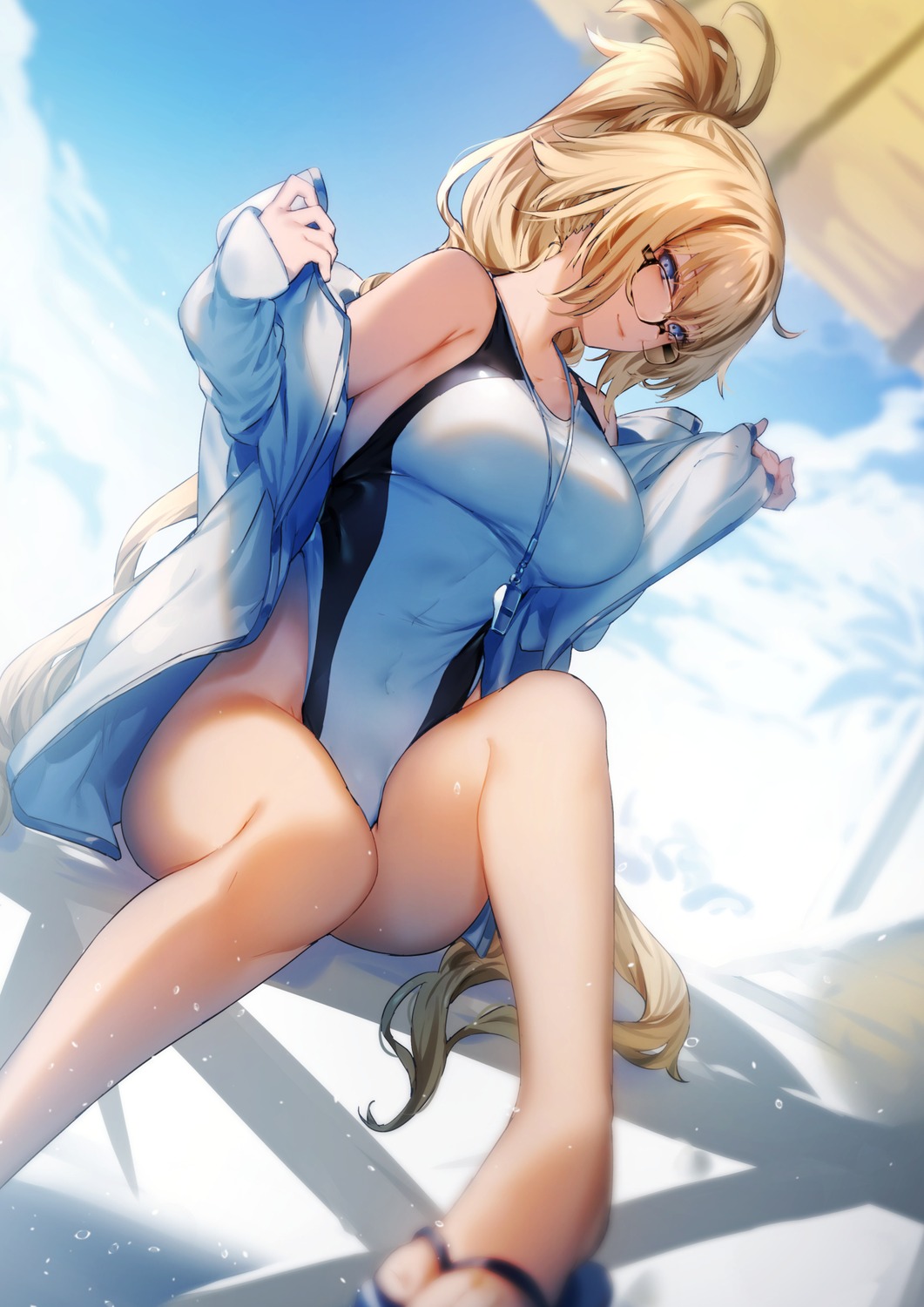 fate/grand_order genyaky gym_uniform jeanne_d'arc jeanne_d'arc_(fate) megane swimsuits undressing