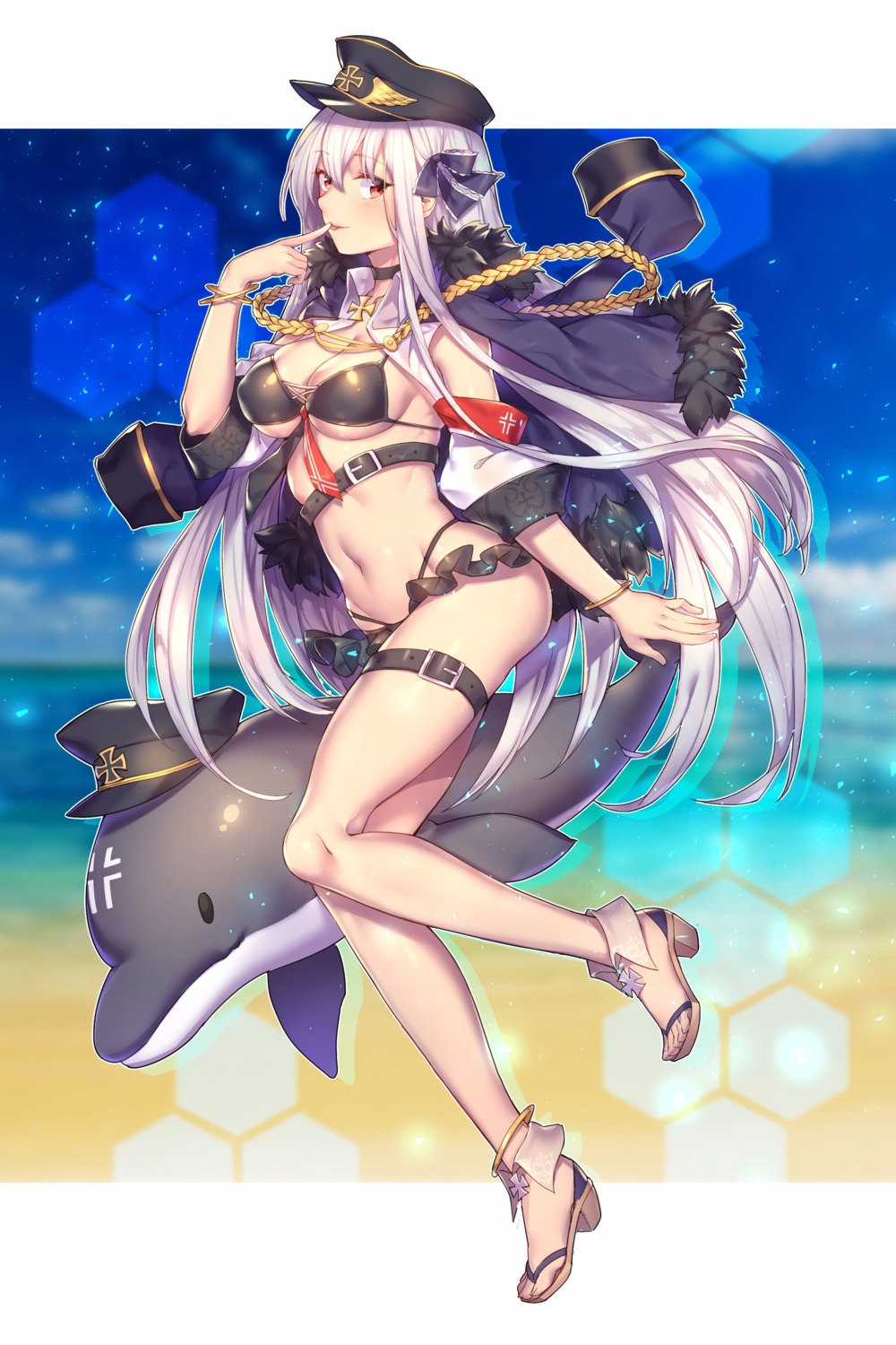 bikini cleavage garter girls_frontline heels kar98k_(girls_frontline) shennai_misha swimsuits underboob