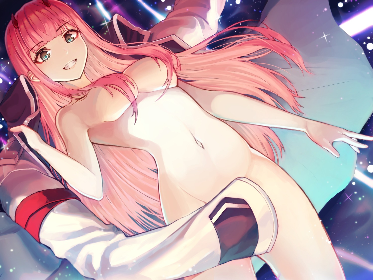 darling_in_the_franxx horns naked_cape rangu zero_two_(darling_in_the_franxx)