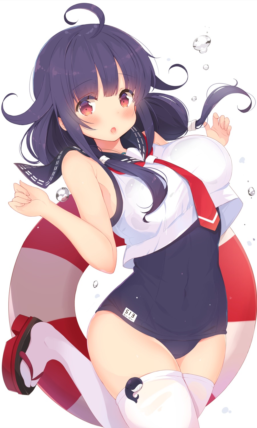 kagerou kantai_collection school_swimsuit seifuku swimsuits taigei_(kancolle) thighhighs wet_clothes