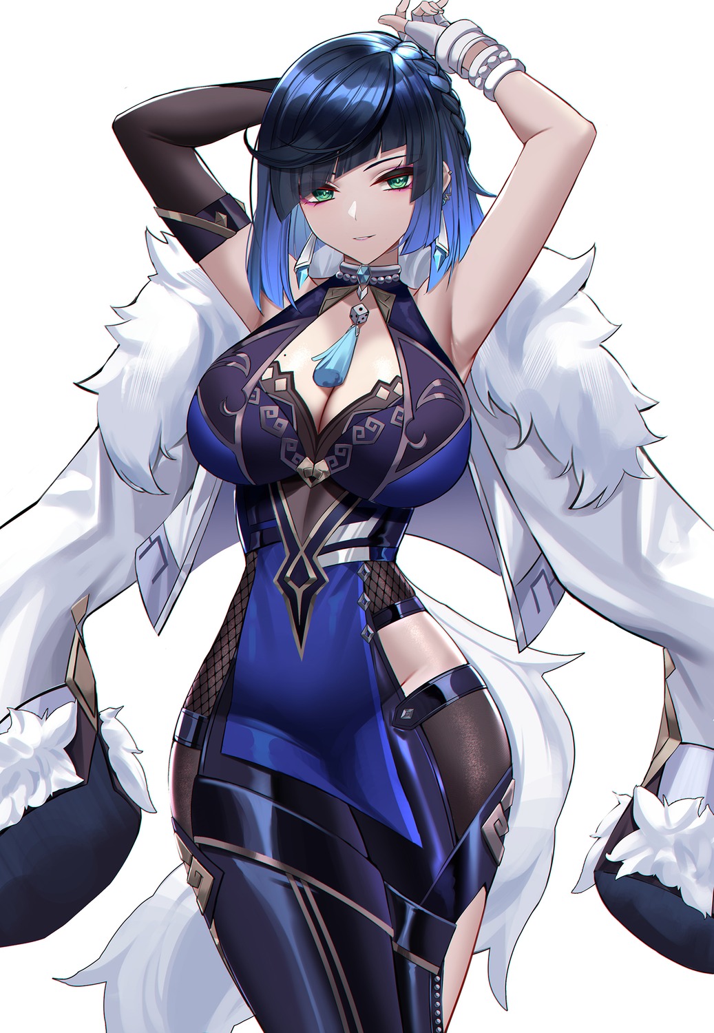 bodysuit cleavage eternity_(shadeh) genshin_impact yelan