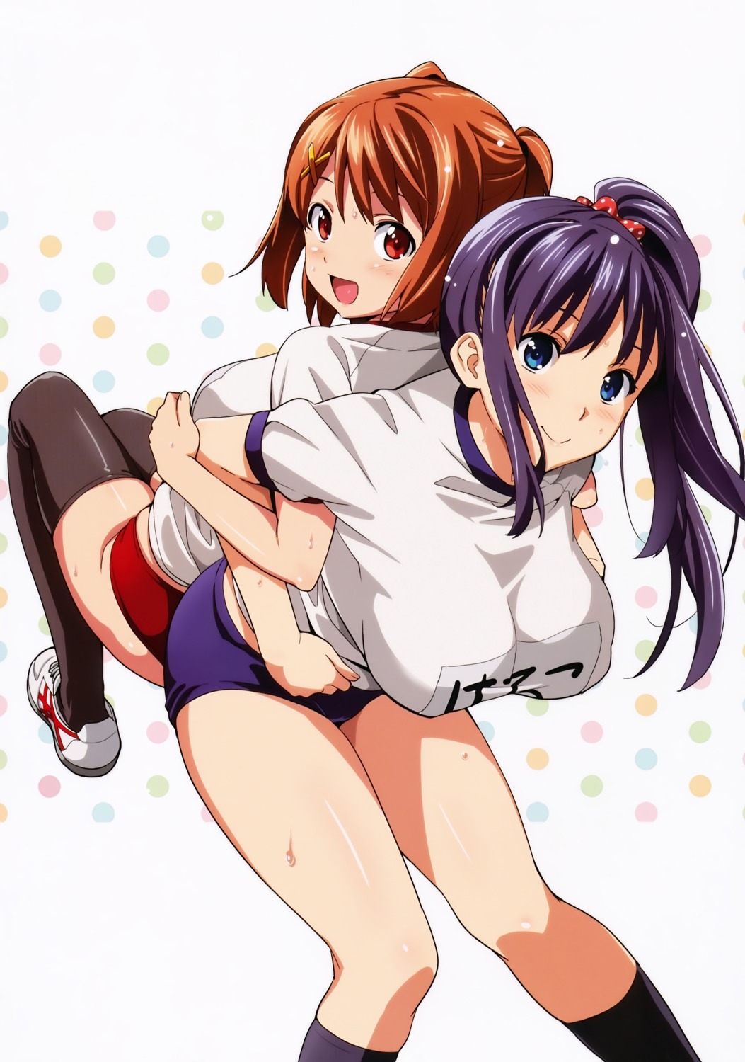 amaya_haruko buruma gym_uniform kushiya_inaho maken-ki! takeda_hiromitsu thighhighs wet