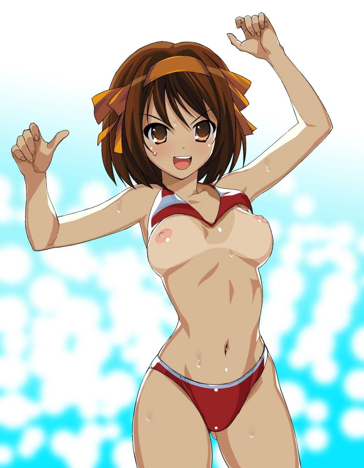 a1 bikini breasts initial-g nipples suzumiya_haruhi suzumiya_haruhi_no_yuuutsu swimsuits tan_lines