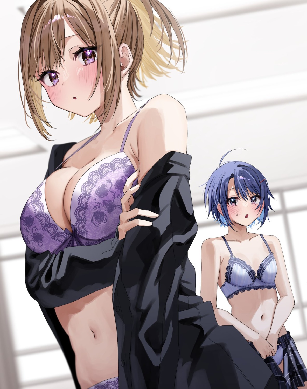 bra breast_hold chigusa_minori himeno_akira jitsu_wa_imouto_deshita. lingerie pantsu seifuku ueda_hinata undressing