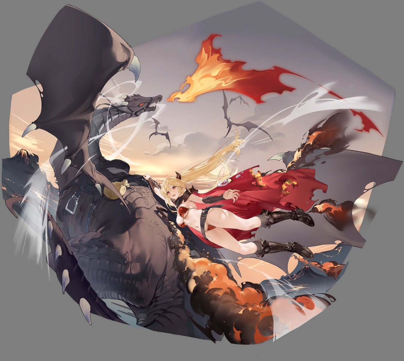 armor azur_lane bikini_armor bluecher_(azur_lane) horns kurumi_(recycllamo) monster thong torn_clothes transparent_png weapon