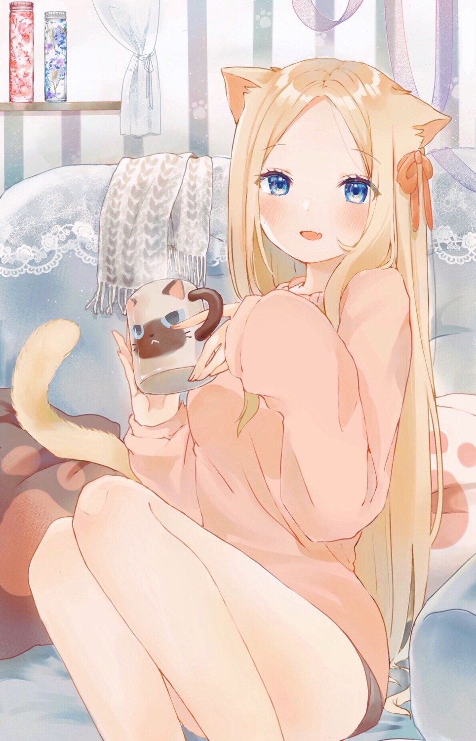 abigail_williams_(fate) animal_ears fate/grand_order nekomimi oden_(pixiv49543646) sweater tail