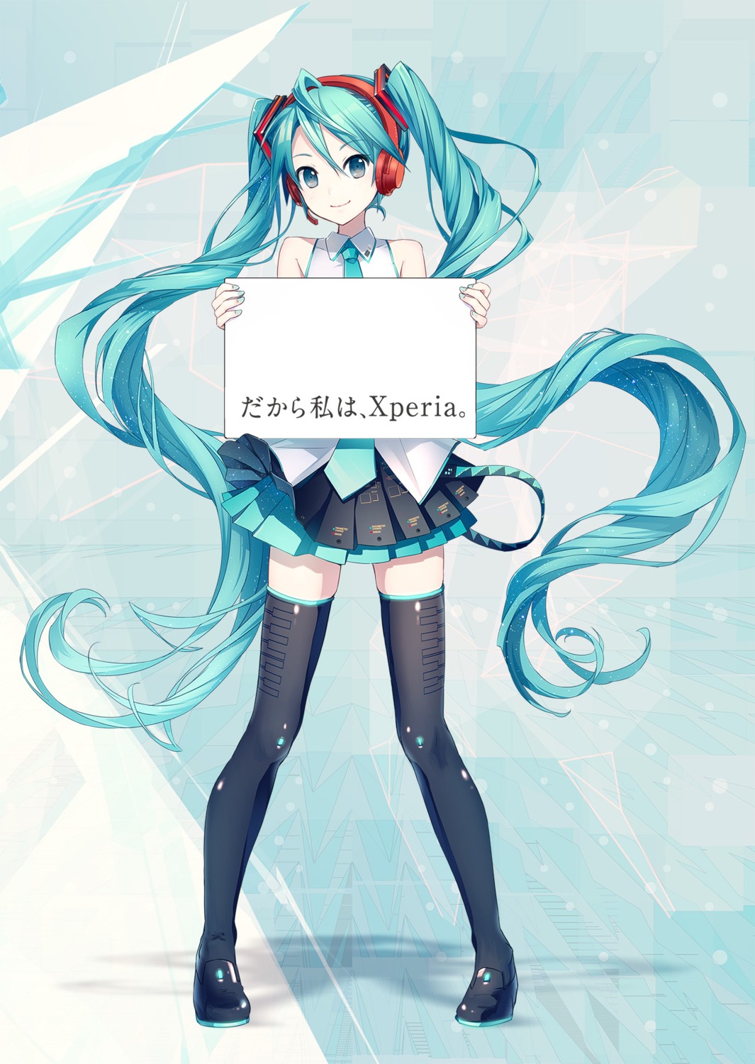 ixima vocaloid hatsune miku headphones thighhighs ...