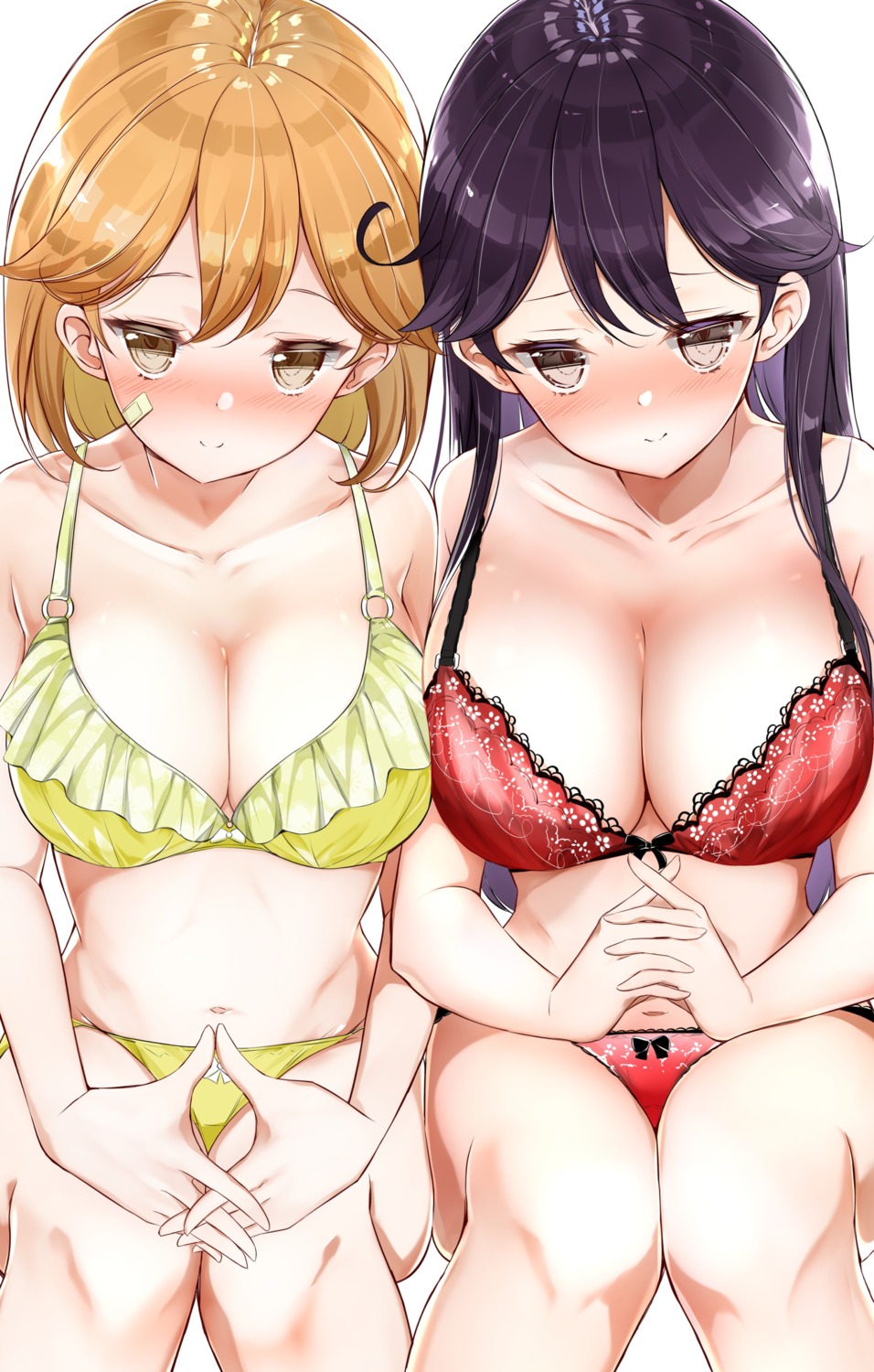 bandaid bra cleavage hamaken kantai_collection oboro_(kancolle) pantsu ushio_(kancolle)