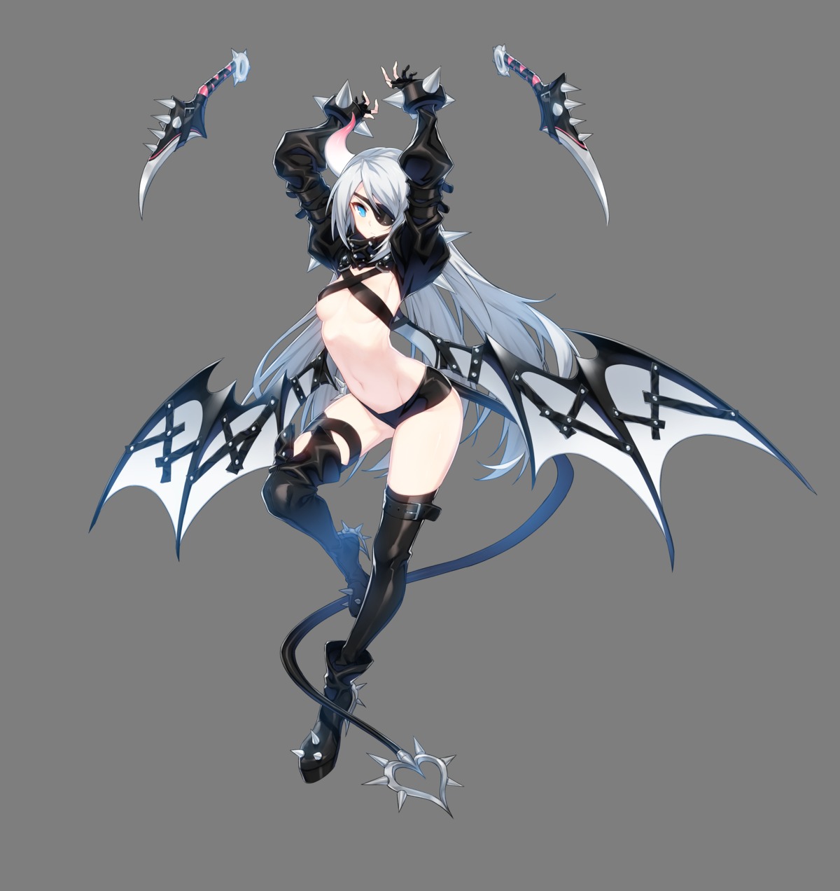 armor closers eyepatch heels horns no_bra red_star_alliance seulbi_lee tail thighhighs transparent_png weapon wings