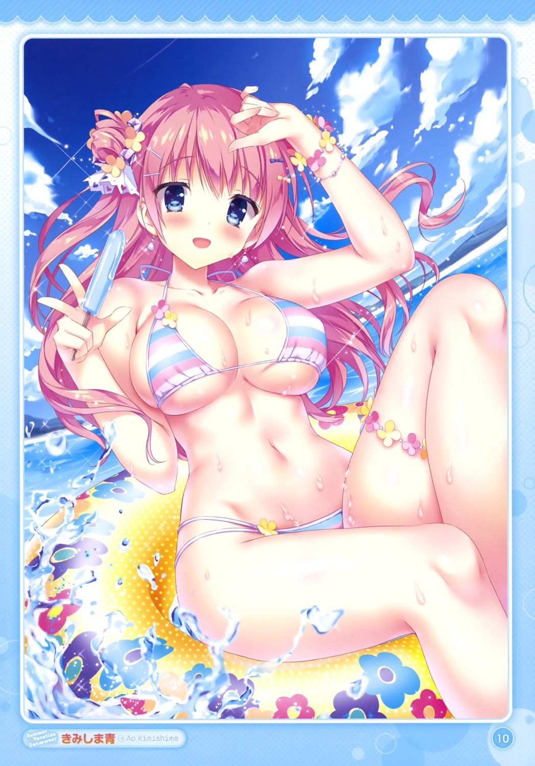 bikini cleavage kimishima_ao swimsuits underboob wet