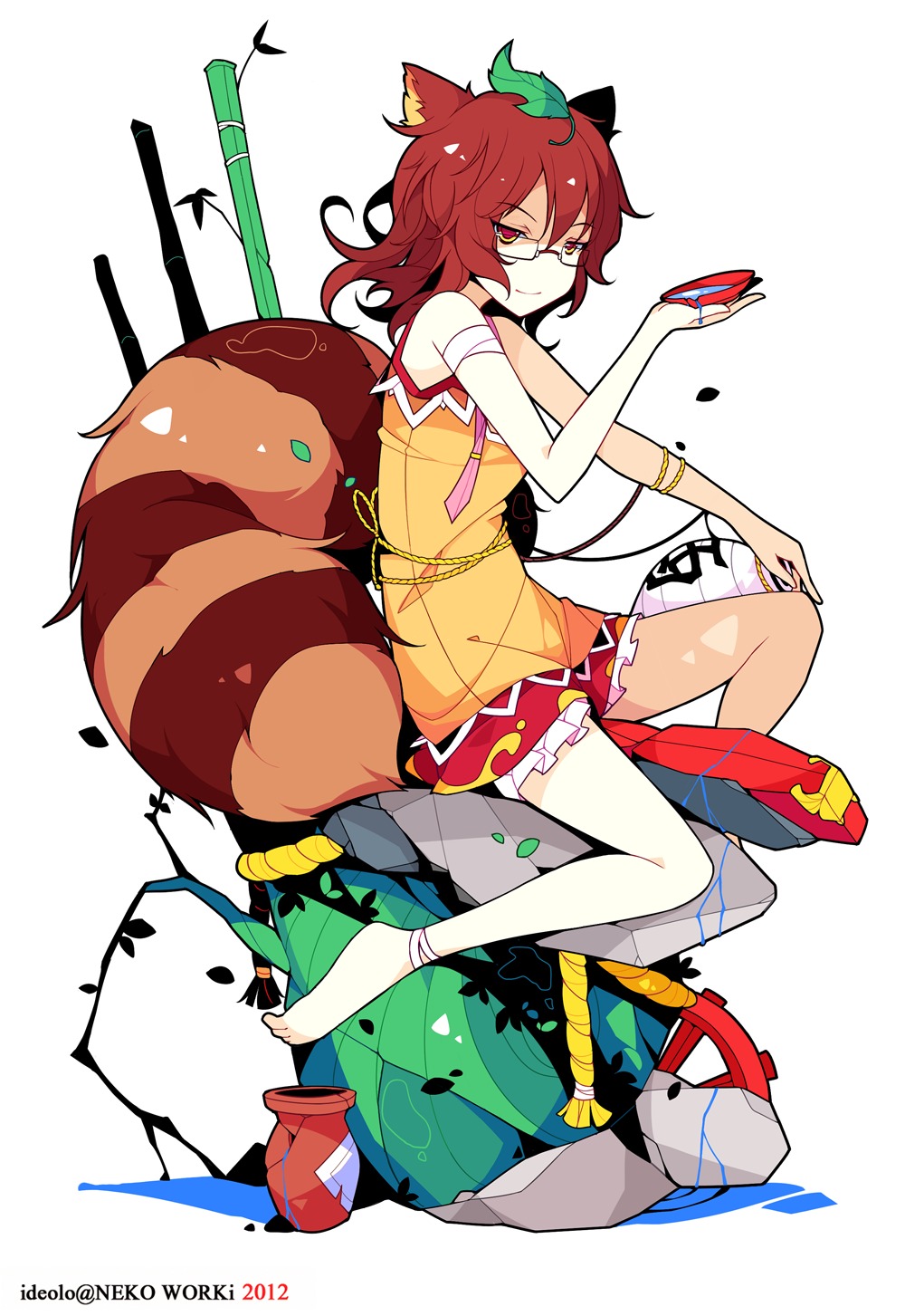 animal_ears futatsuiwa_mamizou ideolo megane tail touhou