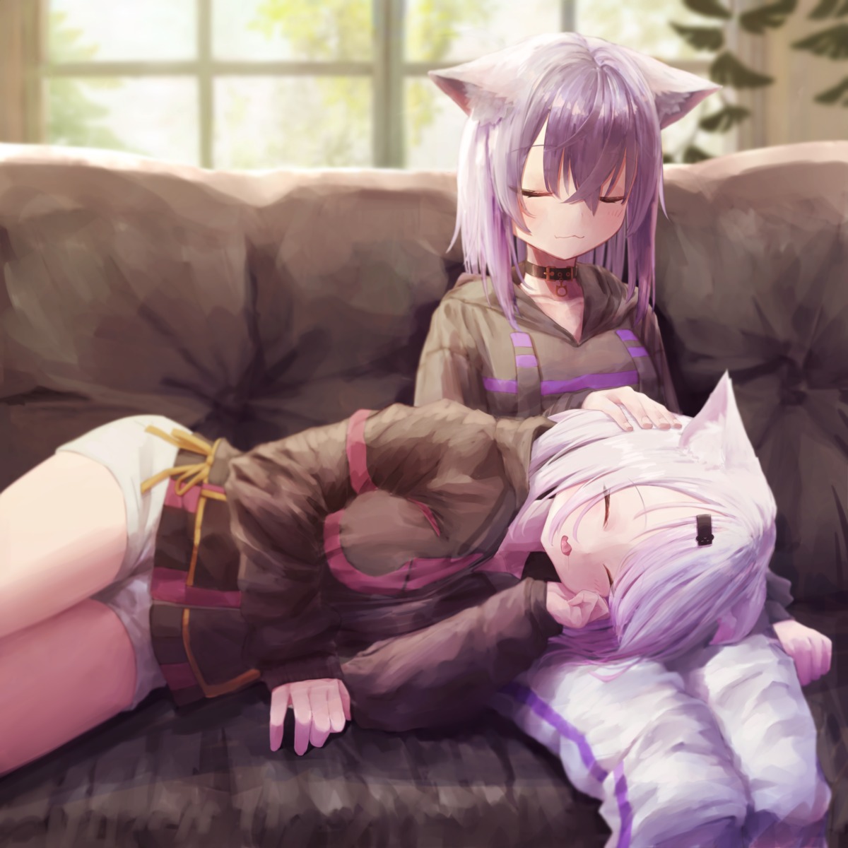 animal_ears crossover hololive hololive_gamers nanome_to nekomata_okayu nekomimi nijisanji nijisanji_gamers shiina_yuika yuri