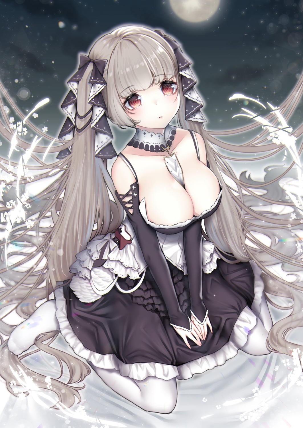 azur_lane buta_tamako cleavage formidable_(azur_lane) gothic_lolita lolita_fashion no_bra pantyhose