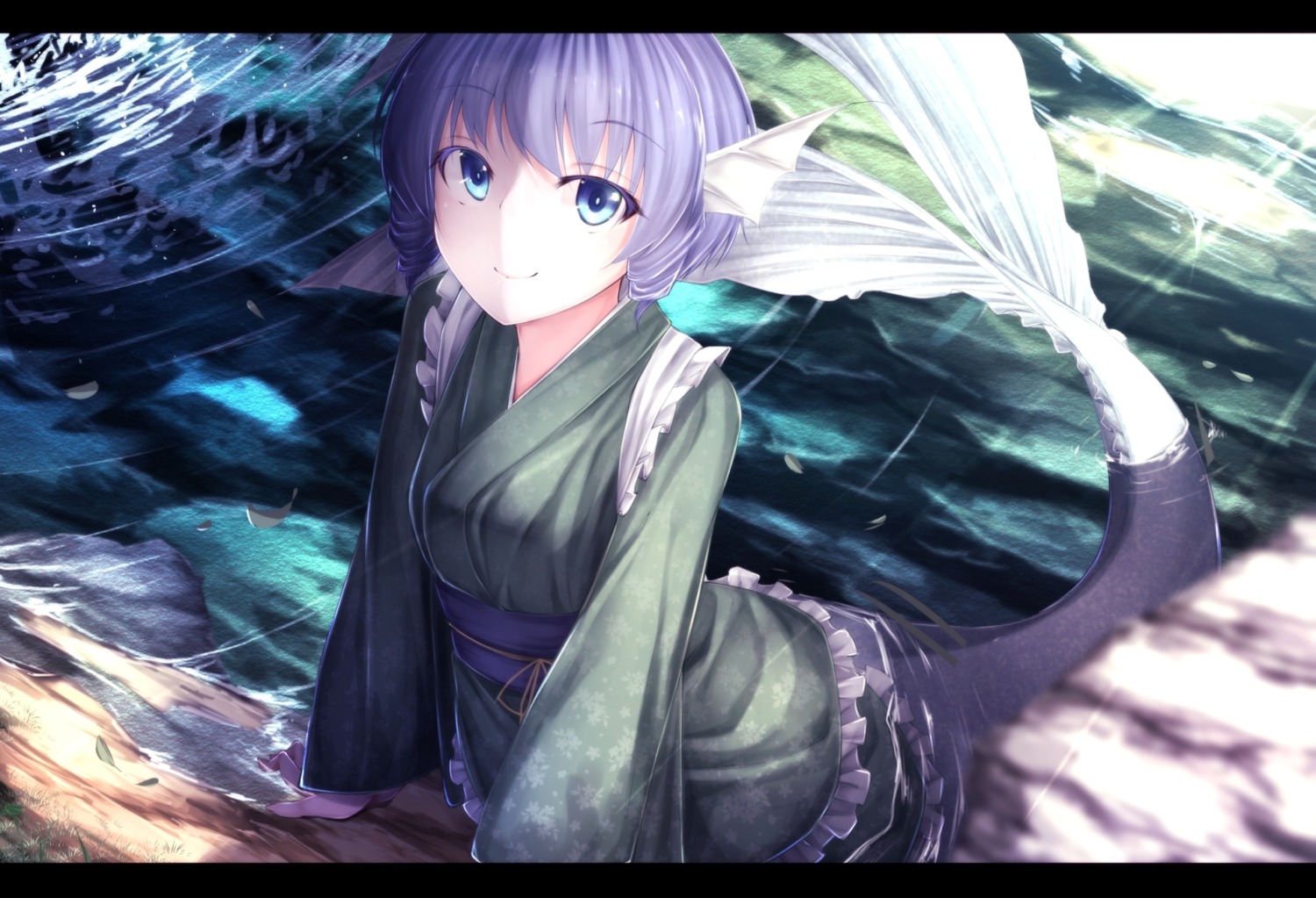 japanese_clothes monster_girl rerrere tail touhou wakasagihime