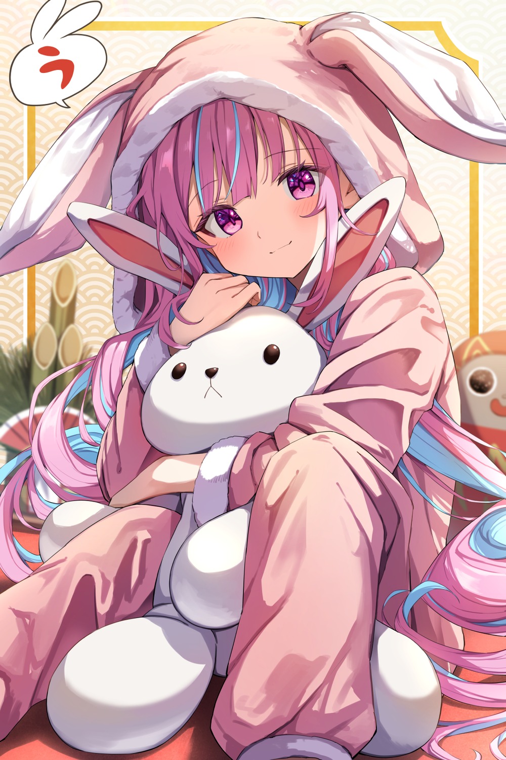 animal_ears bunny_ears hololive minato_aqua pajama summer_tail720
