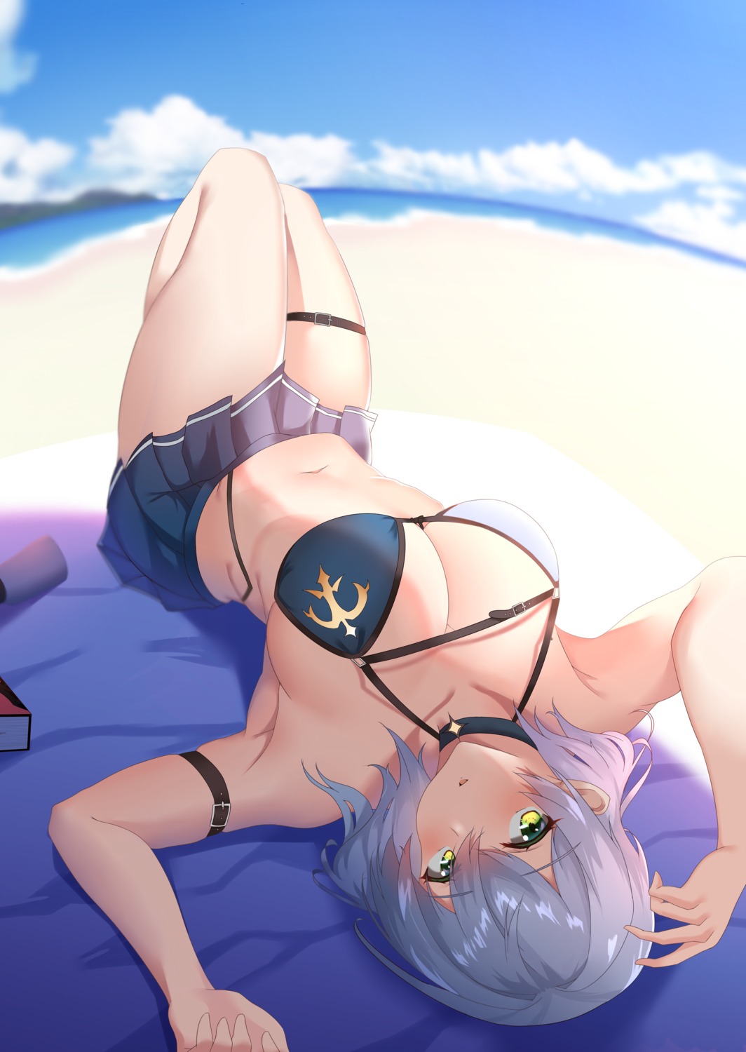 bikini bikini_top garter hololive shirogane_noel skirt_lift swimsuits vitoputr