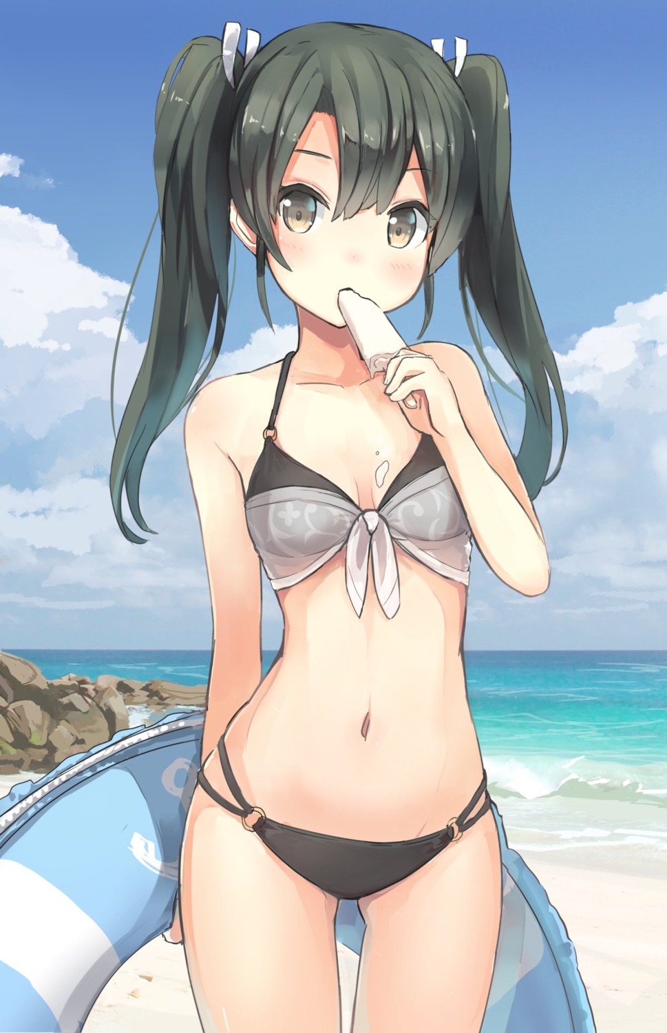 bikini cleavage cream isegawa_yasutaka kantai_collection swimsuits zuikaku_(kancolle)