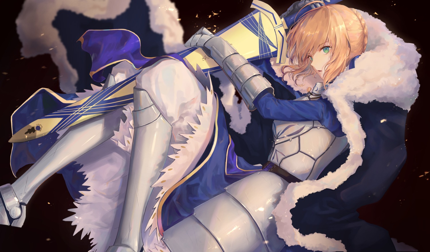 armor dress fate/grand_order pigone saber skirt_lift sword