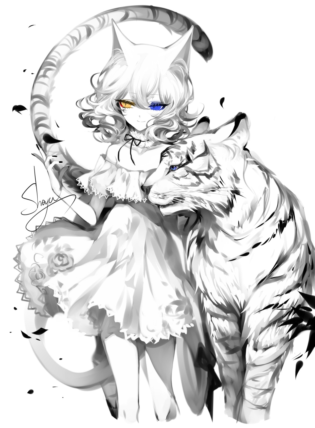 animal_ears dress heterochromia nekomimi sheya tail