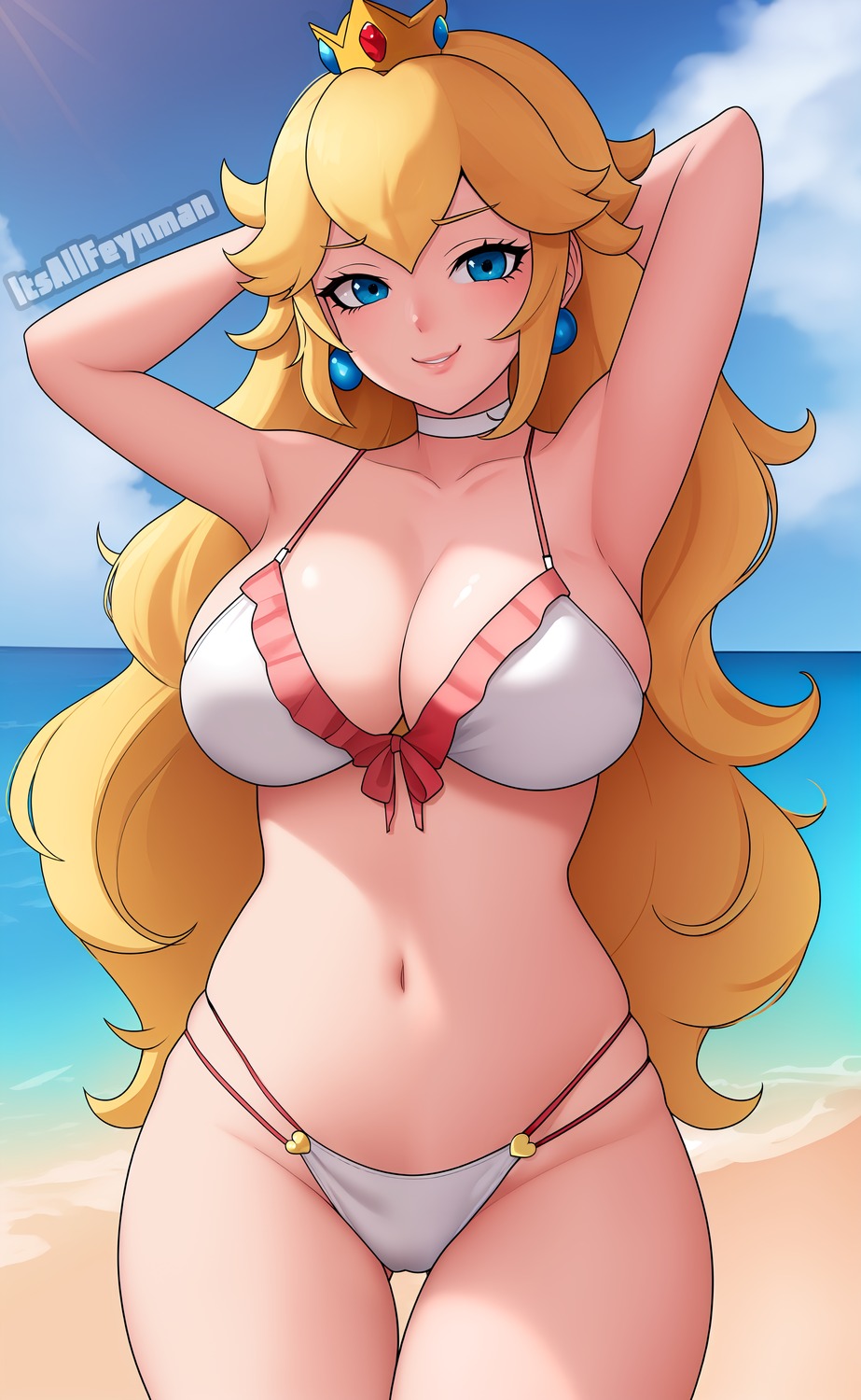 bikini itsallfeynman mario_bros. princess_peach_toadstool swimsuits