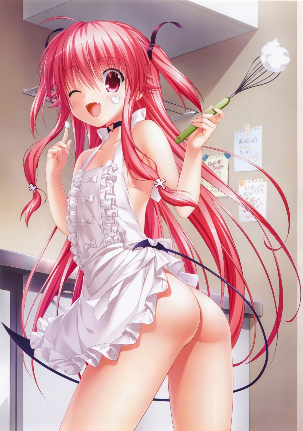 angel_beats! ass key na-ga naked_apron yui_(angel_beats!)