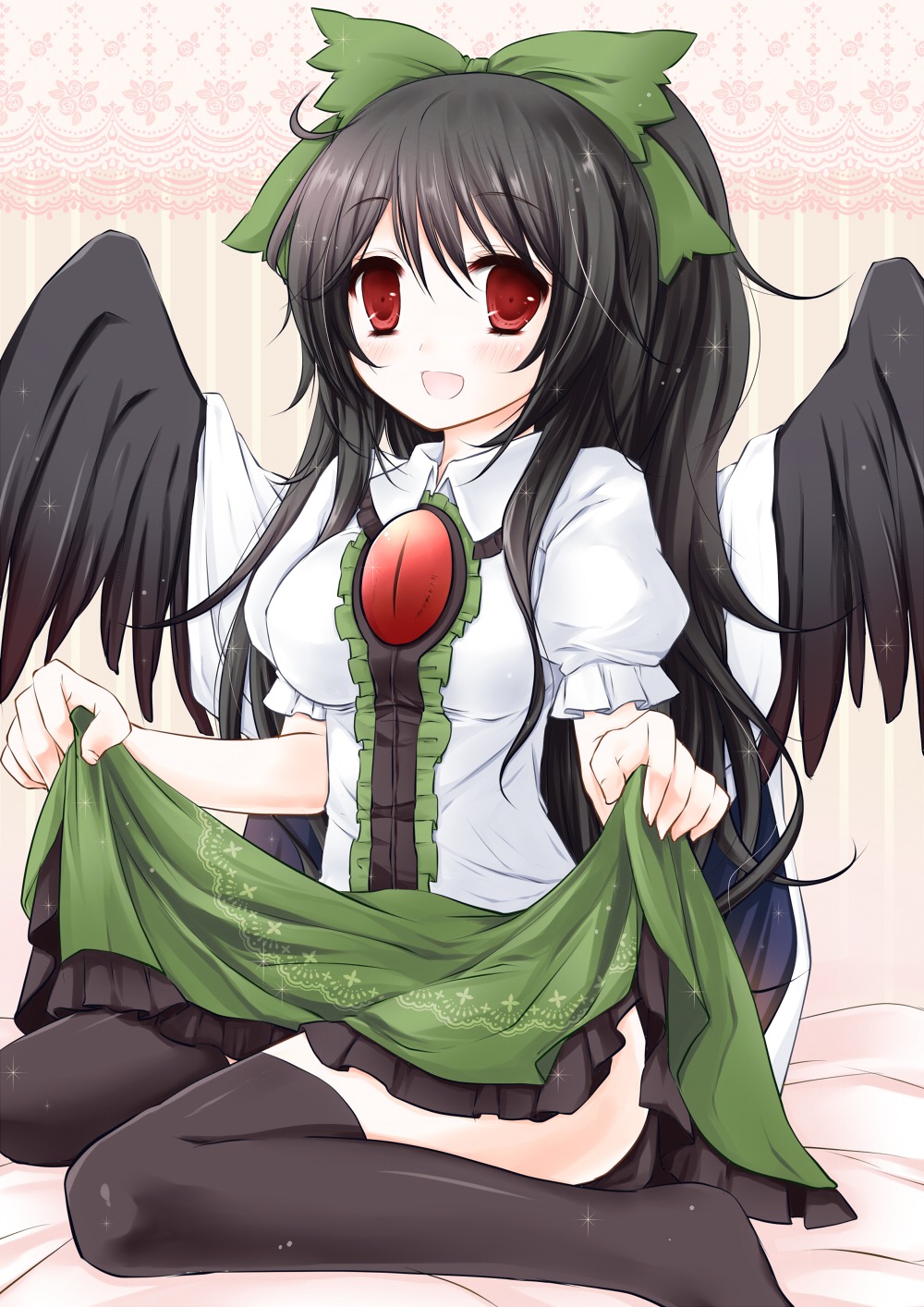 reiuji_utsuho suponge thighhighs touhou wings