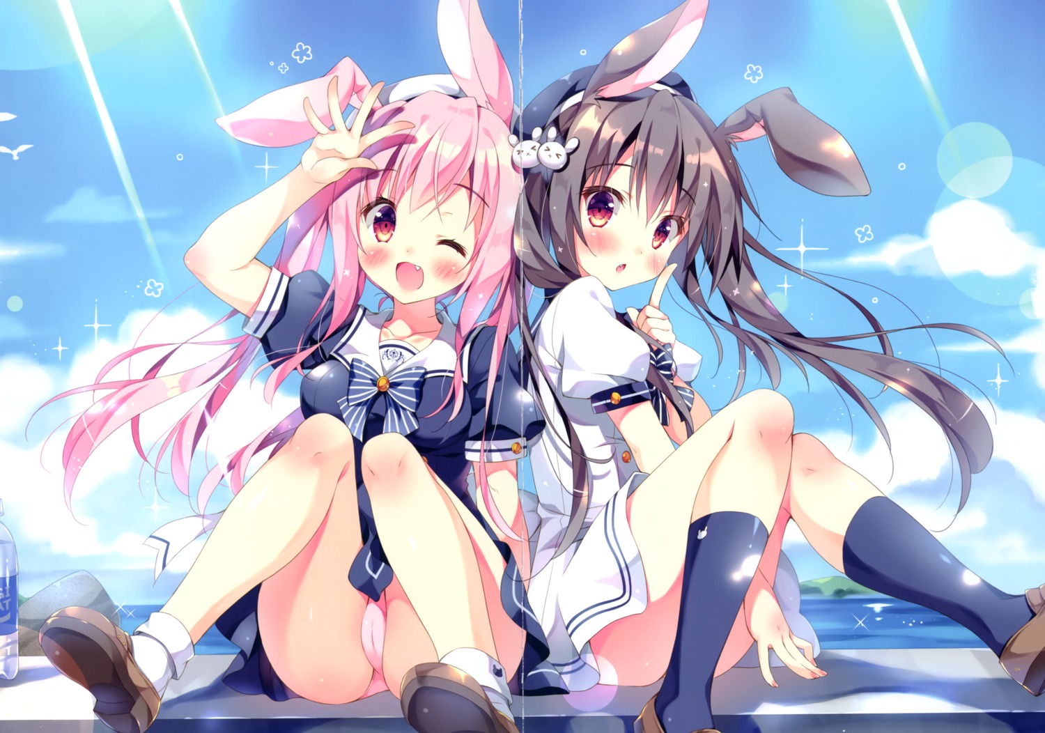 animal_ears bunny_ears cameltoe pan pantsu possible_duplicate seifuku tsukimi_(pan) yukimi_(pan)