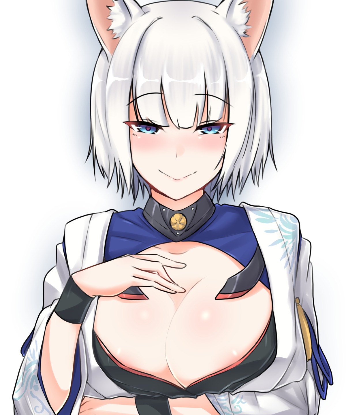 animal_ears azur_lane cleavage kaga_(azur_lane) kiritto tail