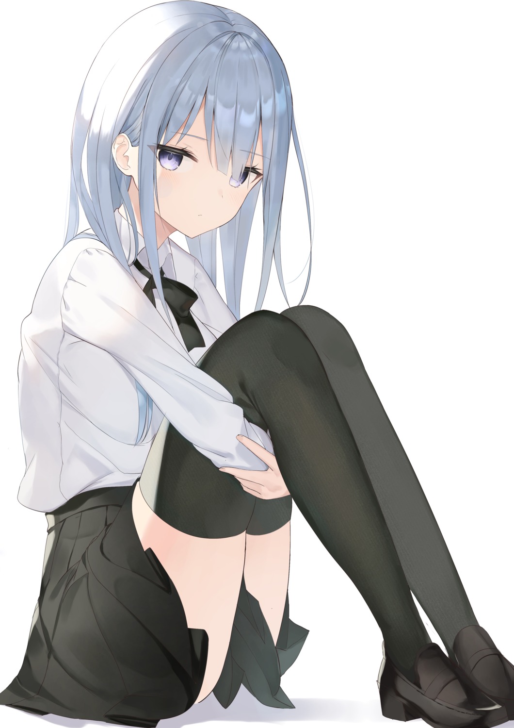 heels seifuku skirt_lift thighhighs zukan_(db_tyoutyo)