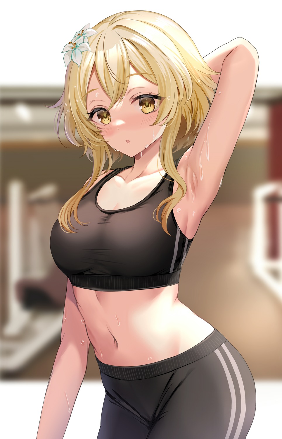 genshin_impact gym_uniform harimoji lumine wet