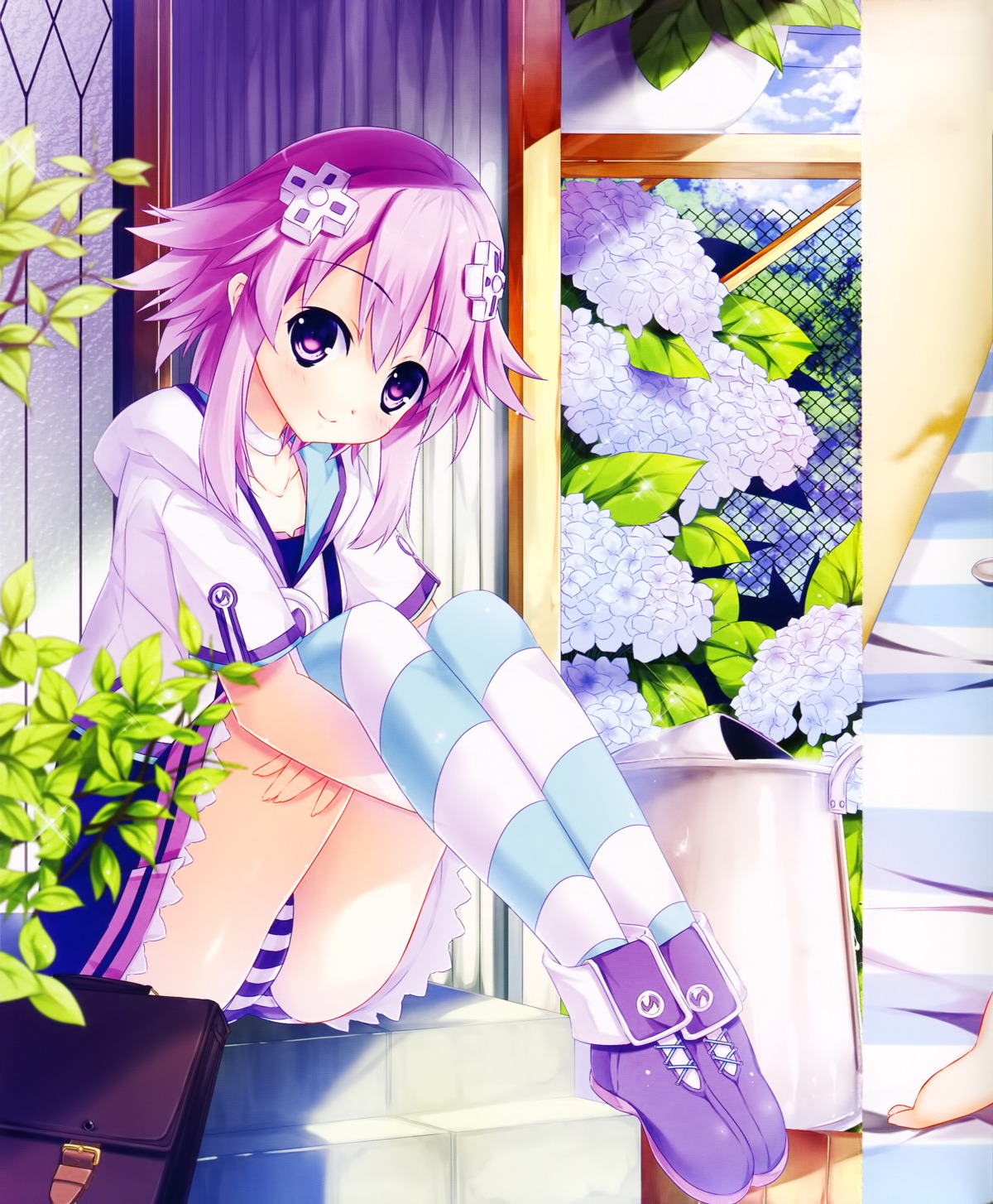 choujigen_game_neptune color_issue kaho_okashii neptune pantsu screening shimapan thighhighs