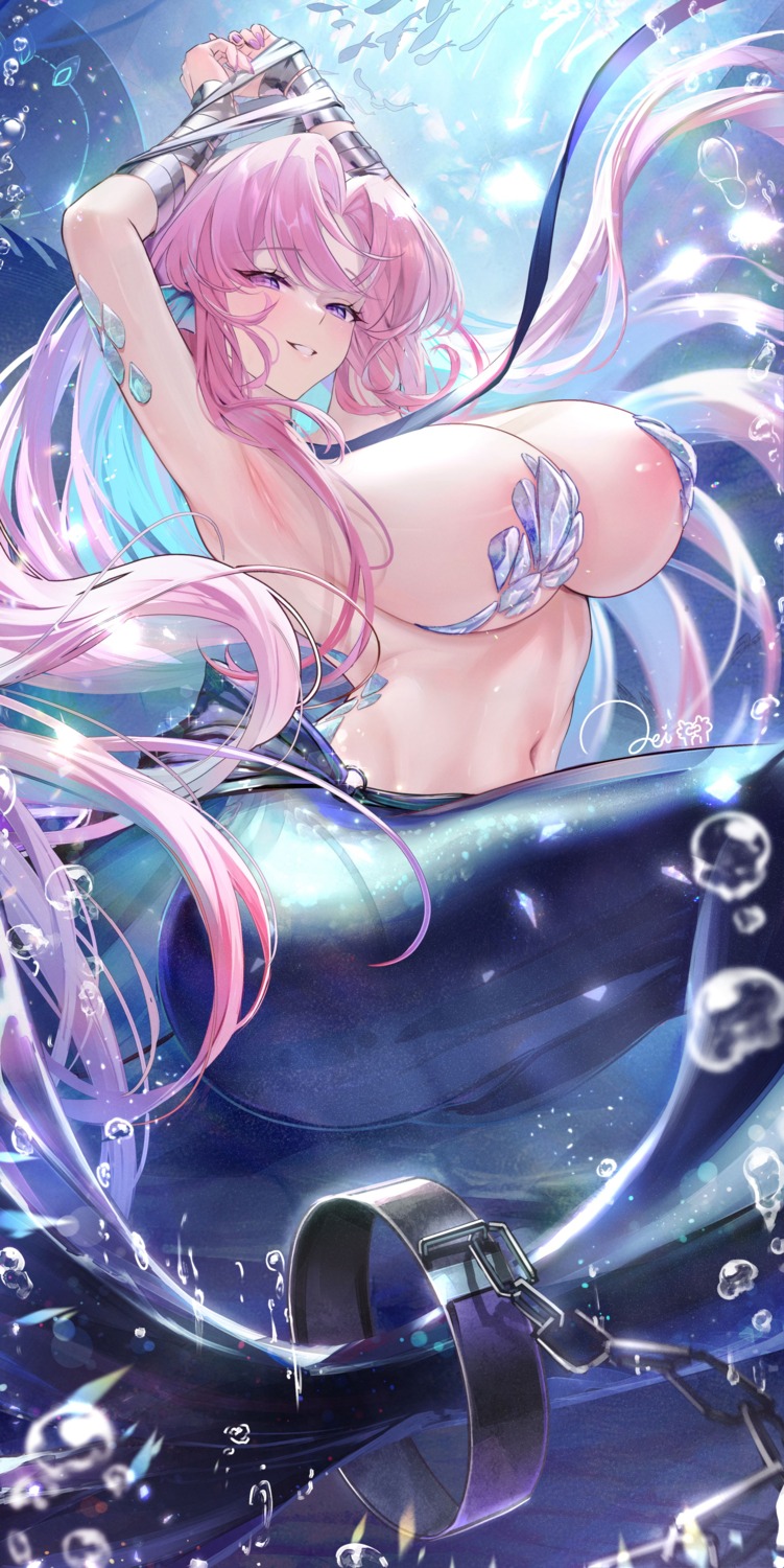 azur_lane bondage ganj-i-sawai_(azur_lane) meisansan mermaid monster_girl tail topless