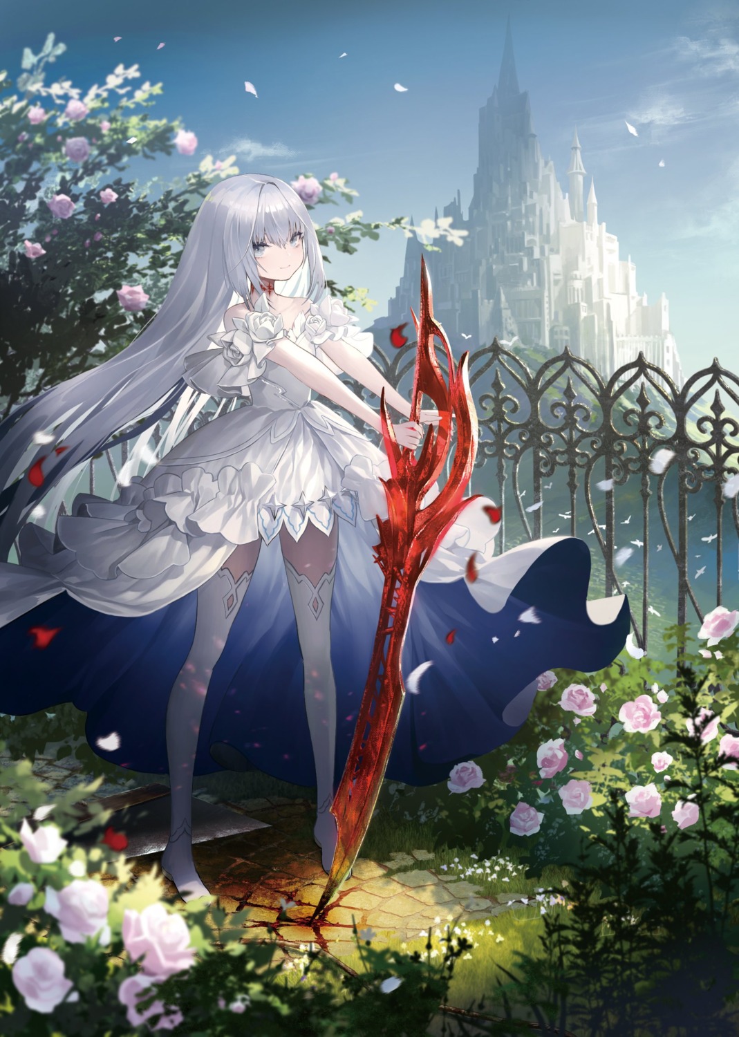 cinkai dress engoku_no_bara_hime sword thighhighs