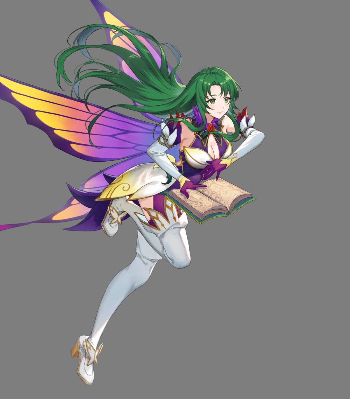 cecilia_(fire_emblem) cleavage fairy fire_emblem fire_emblem:_rekka_no_ken heels ichikawa_haru nintendo no_bra thighhighs wings