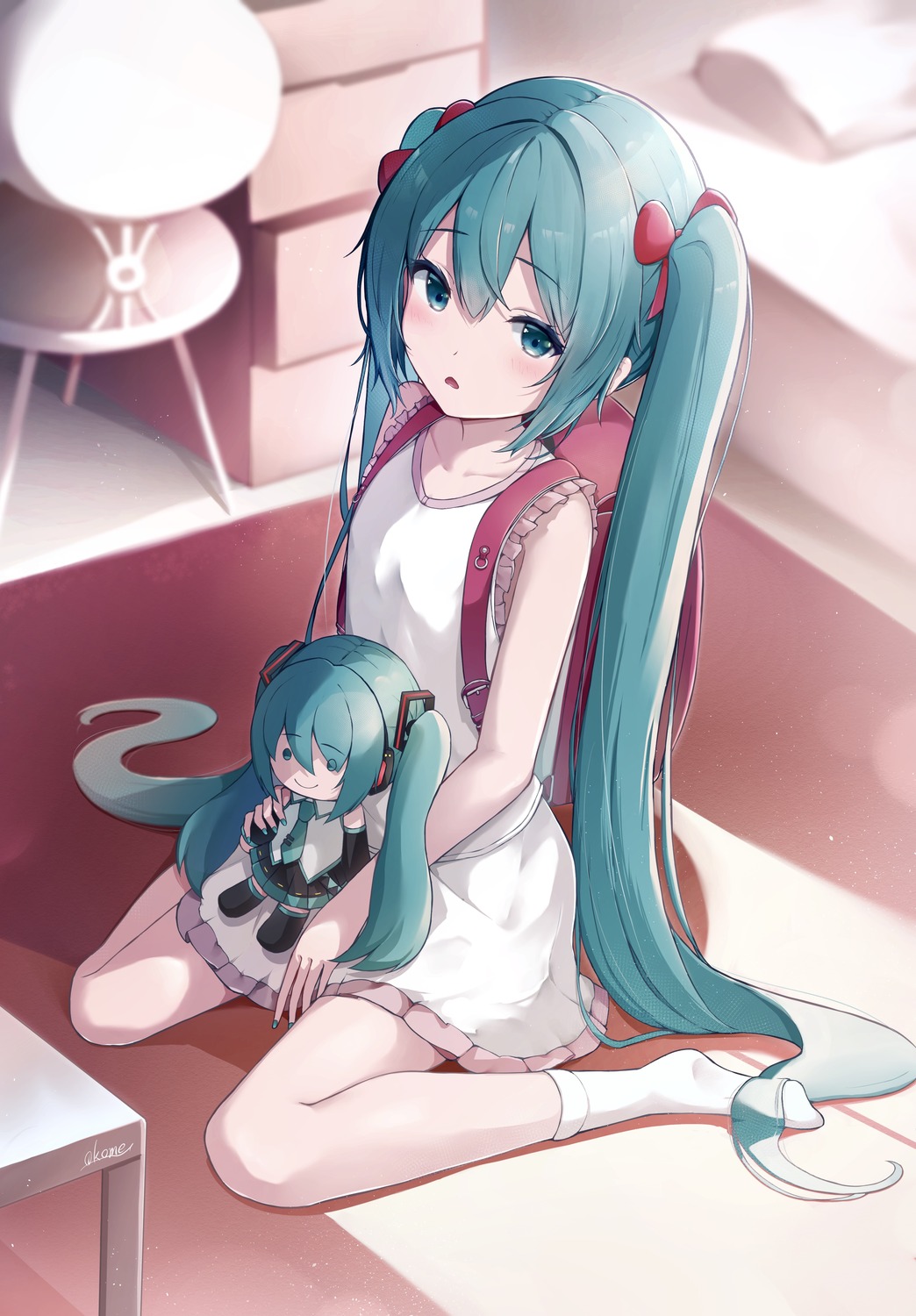 chibi hatsune_miku headphones okome_(okome_0627ha) vocaloid