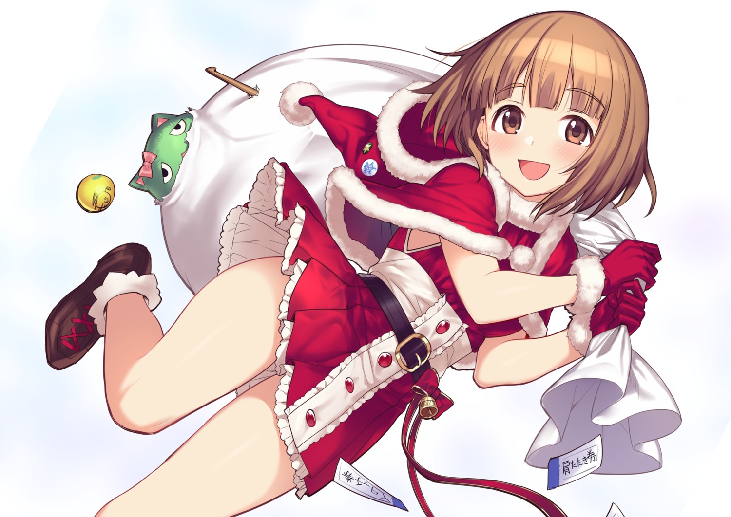 christmas dress hiraga_matsuri kitami_yuzu skirt_lift the_idolm@ster the_idolm@ster_cinderella_girls