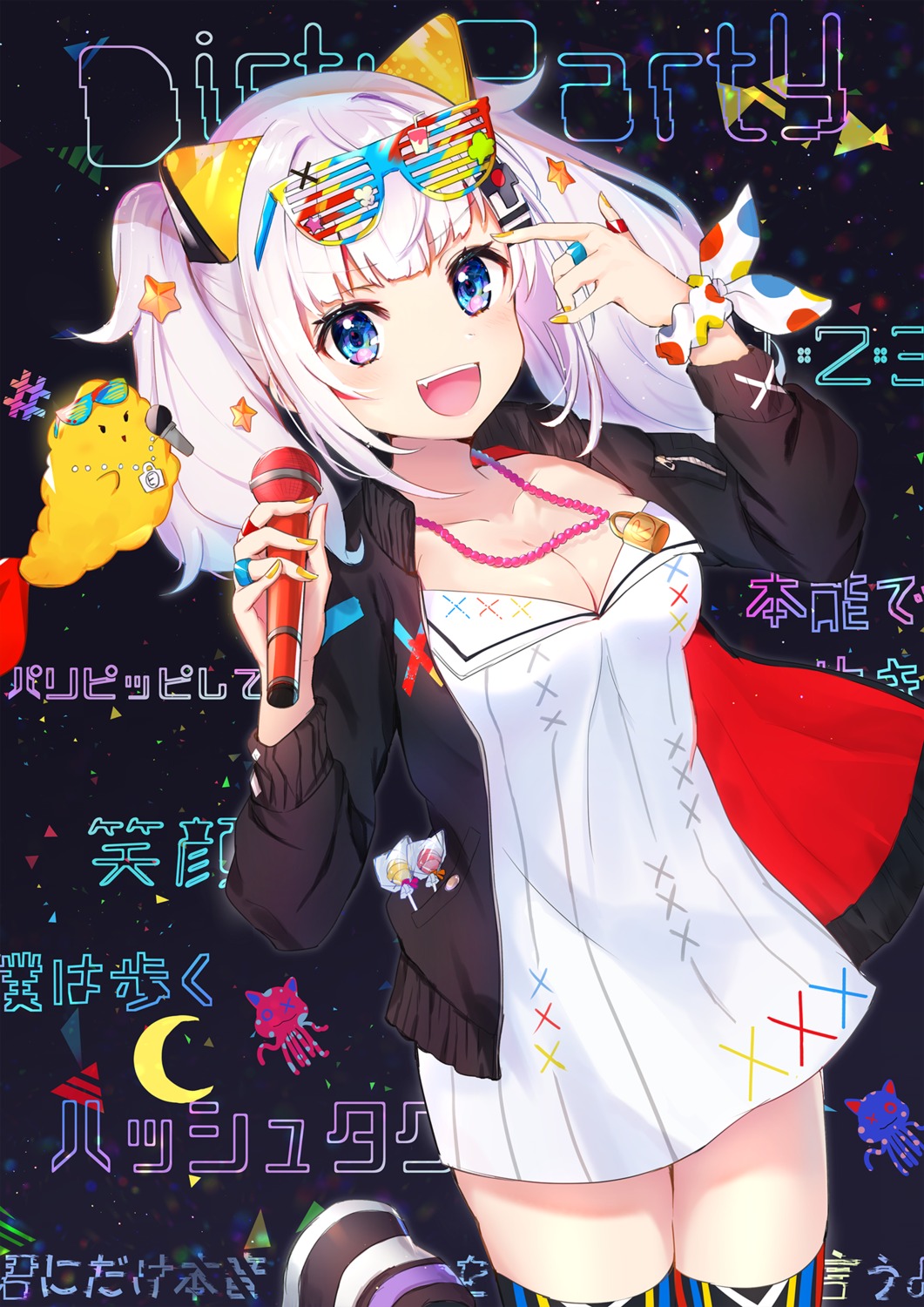 cleavage dress kaguya_luna megane omelet_tomato the_moon_studio thighhighs