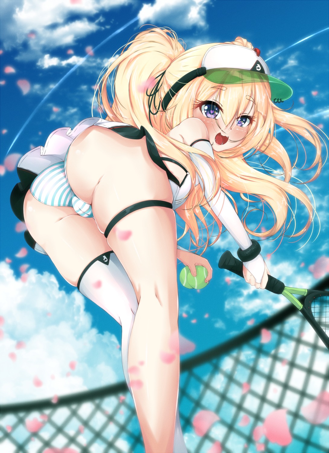 ass azur_lane bache_(azur_lane) cameltoe ether_core garter pantsu shimapan skirt_lift tennis thighhighs