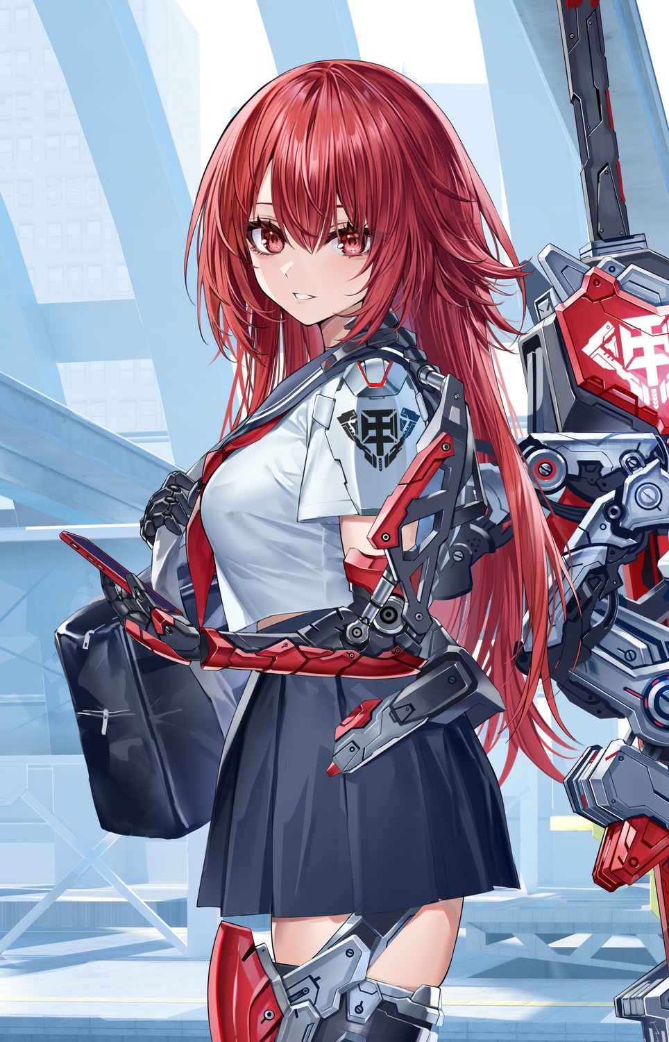 heirou mecha_musume seifuku sword thighhighs weapon