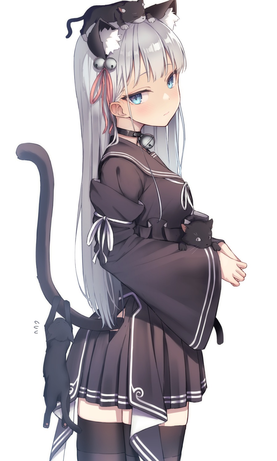 animal_ears neko nekomimi ryuinu seifuku tail thighhighs